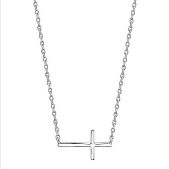 NWOT UNWRITTEN Silver Flash Plated Cross Pendant Necklace, 16+2" Extender - Picture 1 of 2